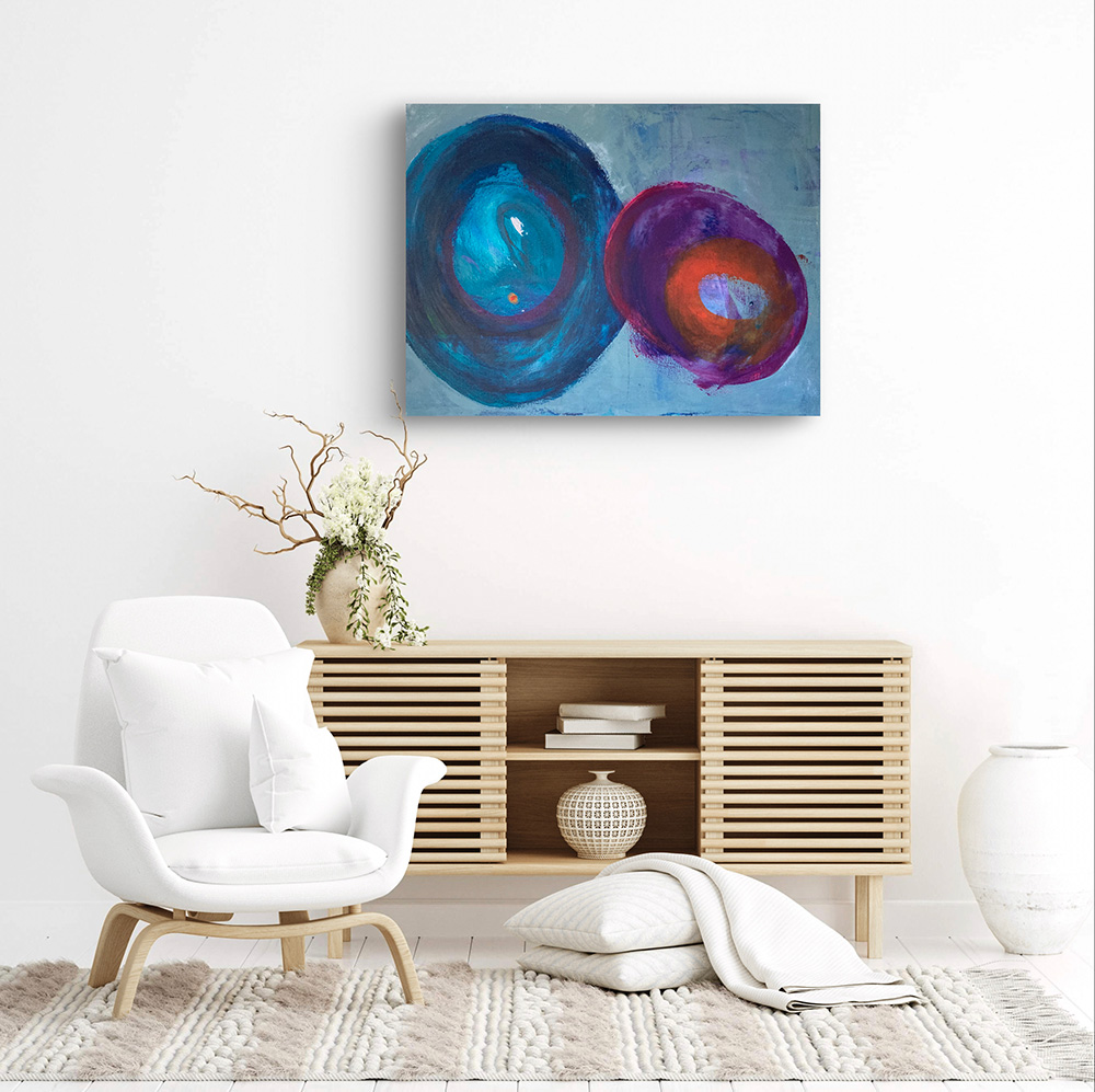 Odd couple - abstract acrylic original painting by angie moyes