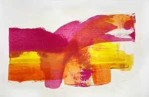 Malibu - abstract acrylic original painting on paper by angie moyes