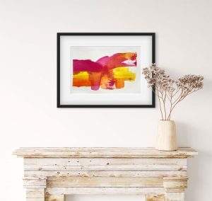 Malibu - abstract acrylic original painting on paper by angie moyes