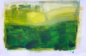 Mist rolling in - abstract acrylic original painting on paper by angie moyes