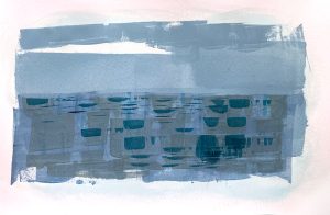 Overy - abstract acrylic original painting on paper by angie moyes