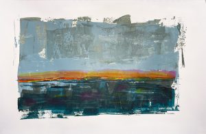 Gathering - abstract acrylic original painting on paper by angie moyes