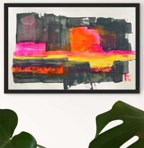 Hash - abstract acrylic original painting on paper by angie moyes