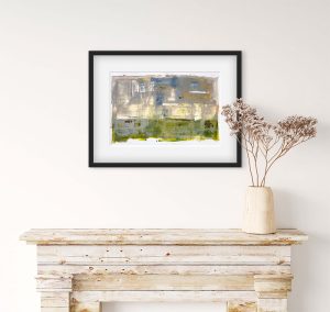 Paths edge - abstract acrylic original painting on paper by angie moyes