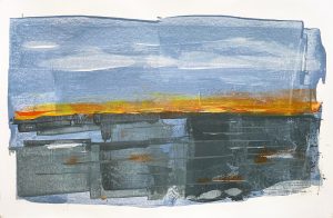 Reflect - abstract acrylic original painting on paper by angie moyes