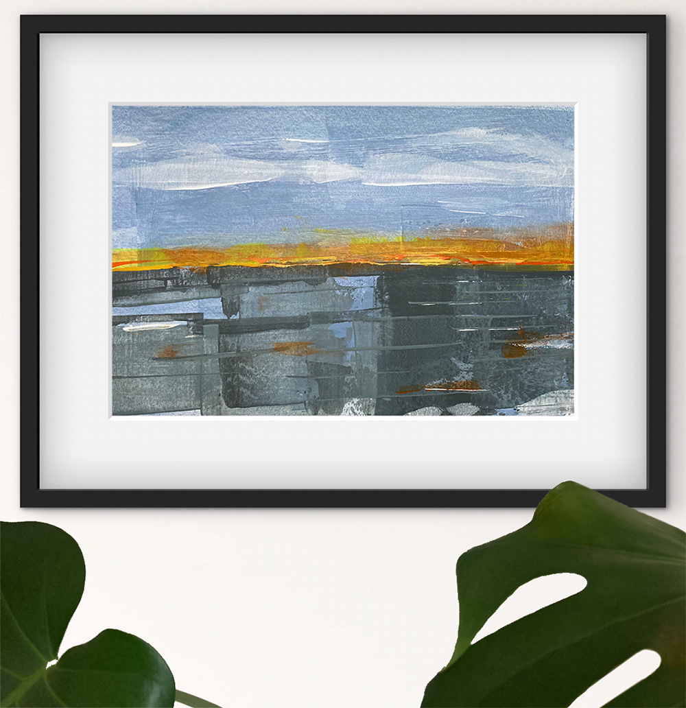 Reflect - abstract acrylic original painting on paper by angie moyes