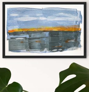 Reflect - abstract acrylic original painting on paper by angie moyes