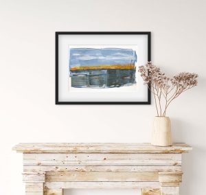Reflect - abstract acrylic original painting on paper by angie moyes