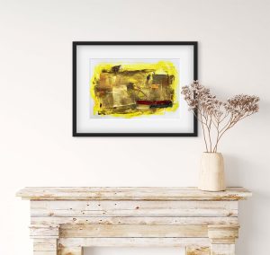Turning - abstract acrylic original painting on paper by angie moyes
