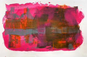 Vibe - abstract acrylic original painting on paper by angie moyes