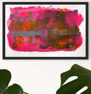 Vibe - abstract acrylic original painting on paper by angie moyes