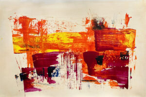 Colourama - alazarin - abstract acrylic original painting on paper by angie moyes