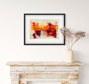 Colourama - alazarin - abstract acrylic original painting on paper by angie moyes