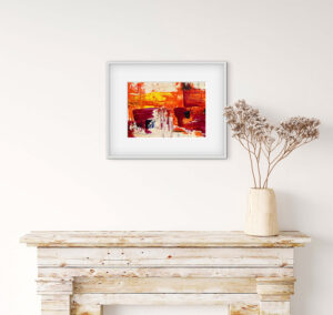 Colourama - alazarin - abstract acrylic original painting on paper by angie moyes