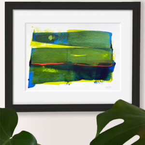 Green night - abstract acrylic original painting on paper by angie moyes