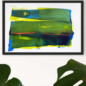 Green night - abstract acrylic original painting on paper by angie moyes
