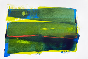 Green night - abstract acrylic original painting on paper by angie moyes