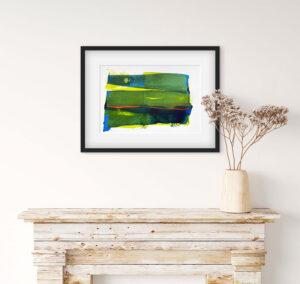 Green night - abstract acrylic original painting on paper by angie moyes
