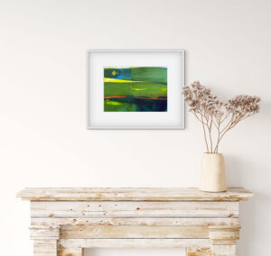 Green night - abstract acrylic original painting on paper by angie moyes