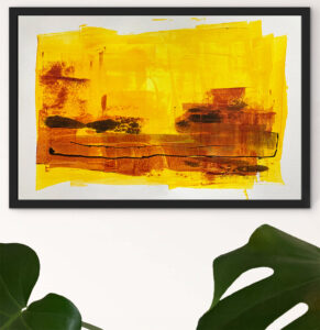 Happy - abstract acrylic original painting on paper by angie moyes