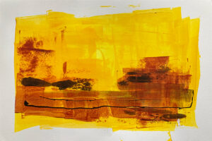 Happy - abstract acrylic original painting on paper by angie moyes