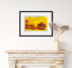 Happy - abstract acrylic original painting on paper by angie moyes