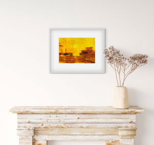 Happy - abstract acrylic original painting on paper by angie moyes