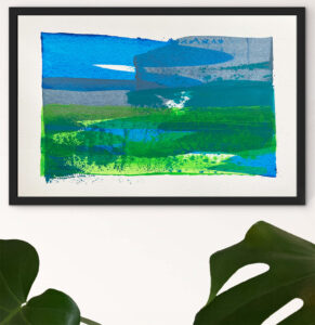 Incoming - abstract acrylic original painting on paper by angie moyes