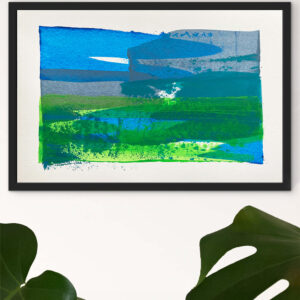 Incoming - abstract acrylic original painting on paper by angie moyes