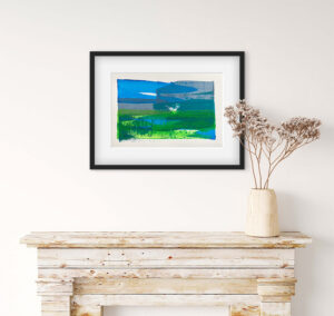 Incoming - abstract acrylic original painting on paper by angie moyes