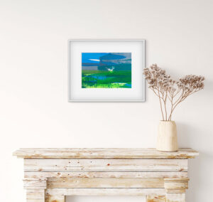 Incoming - abstract acrylic original painting on paper by angie moyes