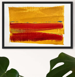 Red field - abstract acrylic original painting on paper by angie moyes