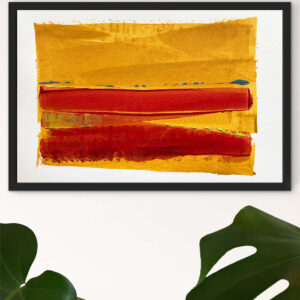 Red field - abstract acrylic original painting on paper by angie moyes