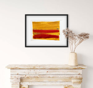 Red field - abstract acrylic original painting on paper by angie moyes