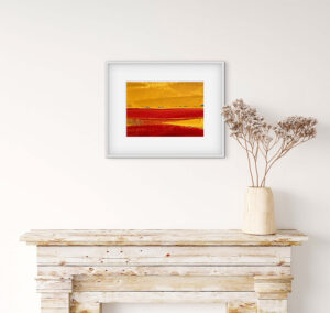 Red field - abstract acrylic original painting on paper by angie moyes