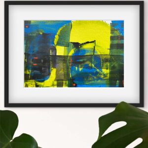 Study in blue and green - abstract acrylic original painting on paper by angie moyes