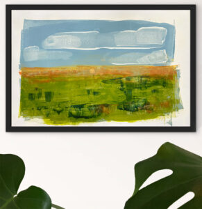 Saltmarsh - abstract acrylic original painting on paper by angie moyes